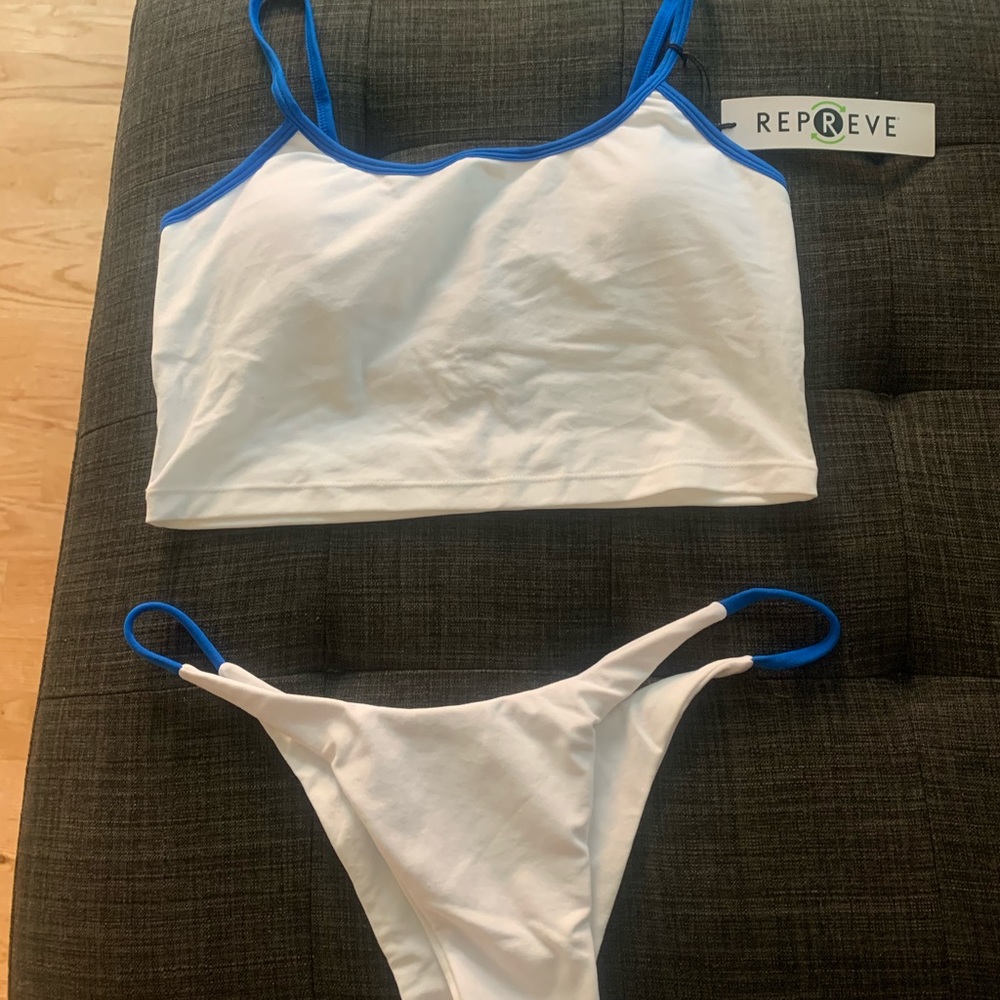 VDM white longline tank swim suit